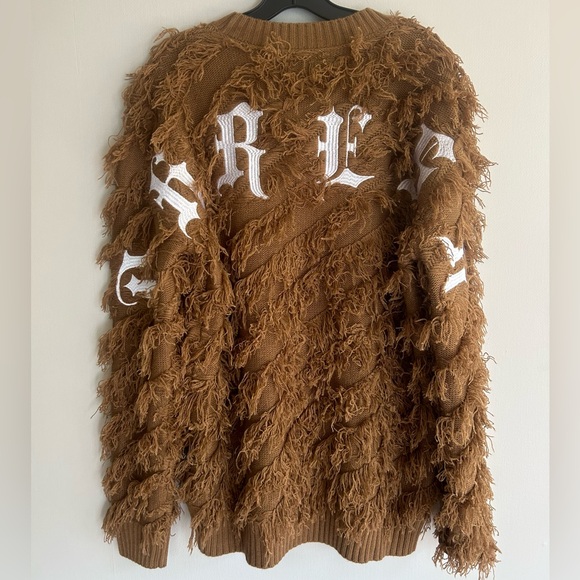 KLEEP Premium Thread Brown Shaggy Fringe Embroidered Pullover Streetwear Men’s S - Picture 13 of 15